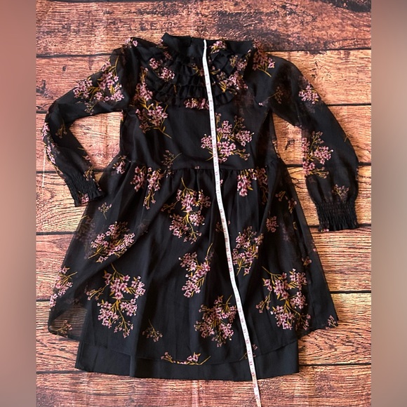 Who What Wear Chiffon Mini Dress Long Sleeve Floral Ruffle Trim Pullover Size XS - Picture 10 of 12